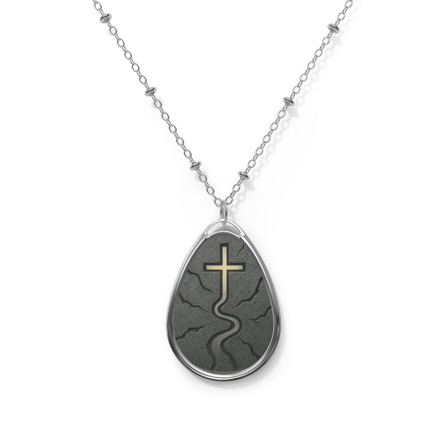 Elegant Oval Necklace with Cross Pendant | Meaningful Jewelry for Faith and Style - Anchor23