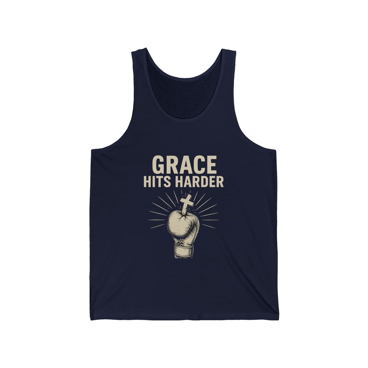 Grace Hits Harder Unisex Jersey Tank - Inspirational Fitness Wear - Anchor23