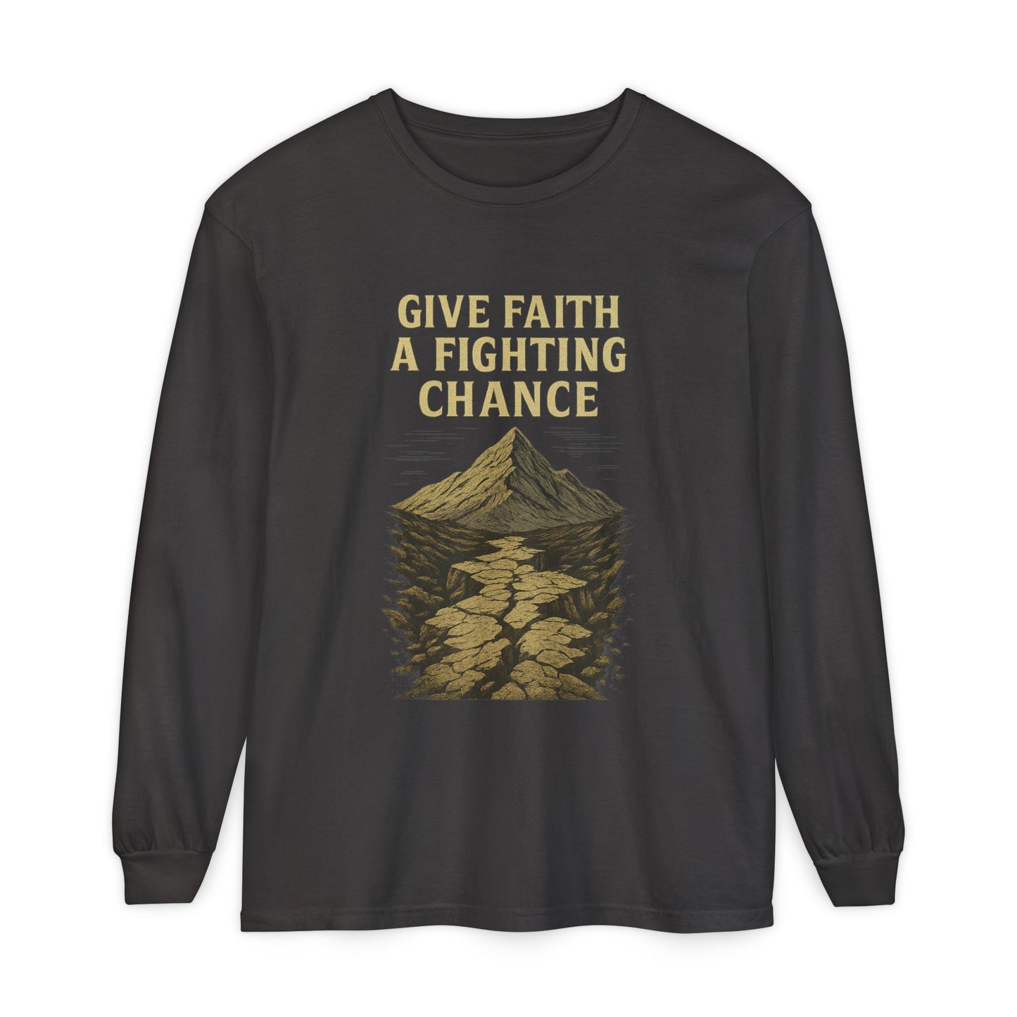 Inspirational Long Sleeve T-Shirt - 'Give Faith a Fighting Chance' - Anchor23