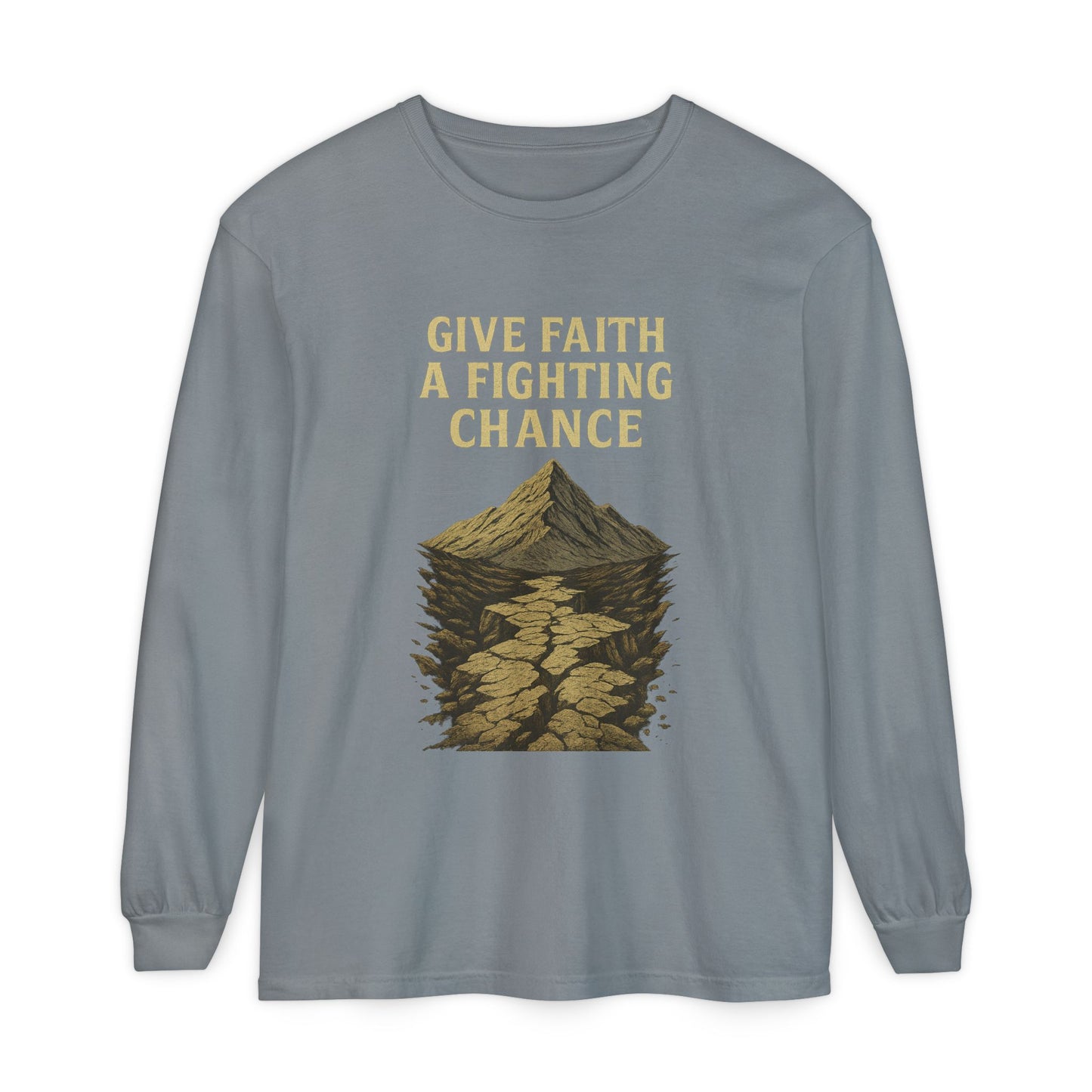 Inspirational Long Sleeve T-Shirt - 'Give Faith a Fighting Chance' - Anchor23
