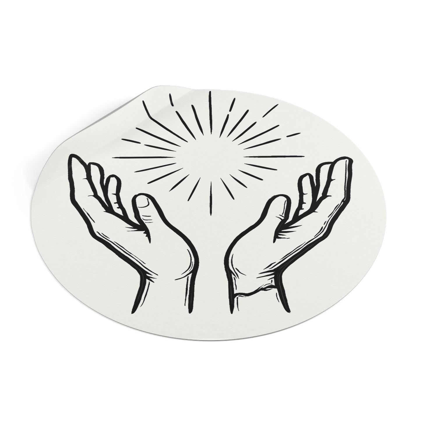 Hopeful Hands Round Vinyl Stickers - Inspirational Sunburst Design - Anchor23