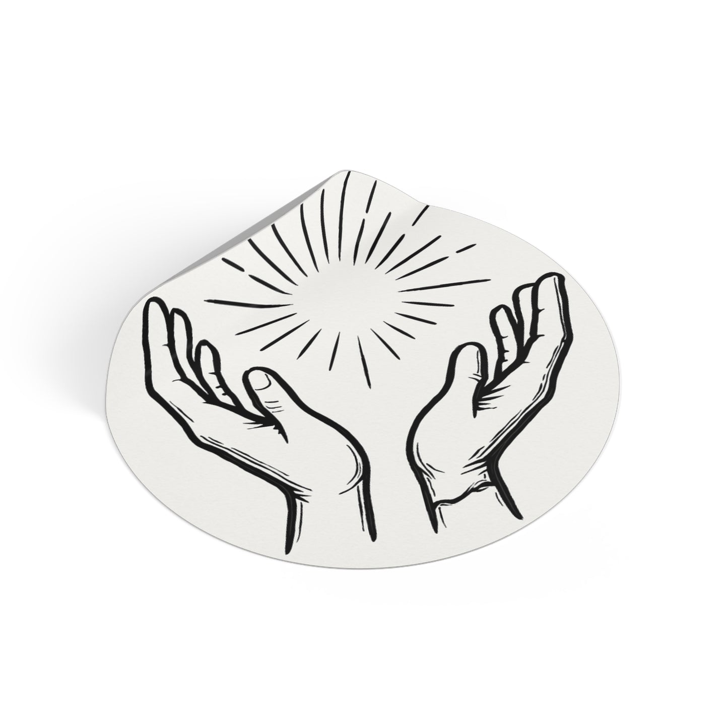 Hopeful Hands Round Vinyl Stickers - Inspirational Sunburst Design - Anchor23