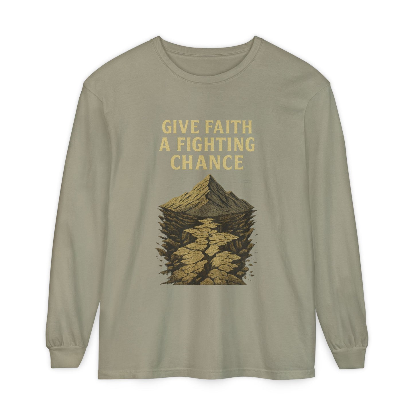 Inspirational Long Sleeve T-Shirt - 'Give Faith a Fighting Chance' - Anchor23