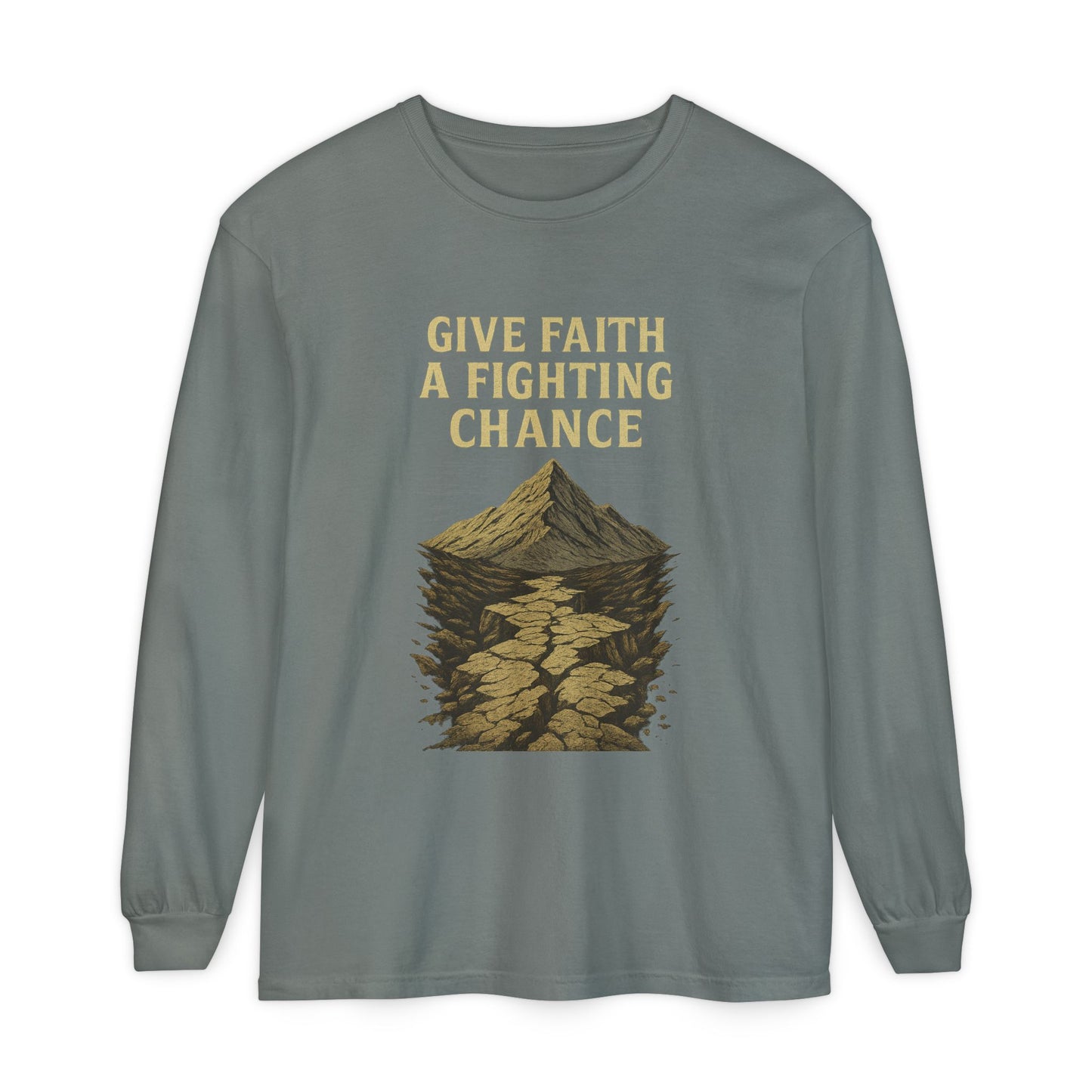 Inspirational Long Sleeve T-Shirt - 'Give Faith a Fighting Chance' - Anchor23