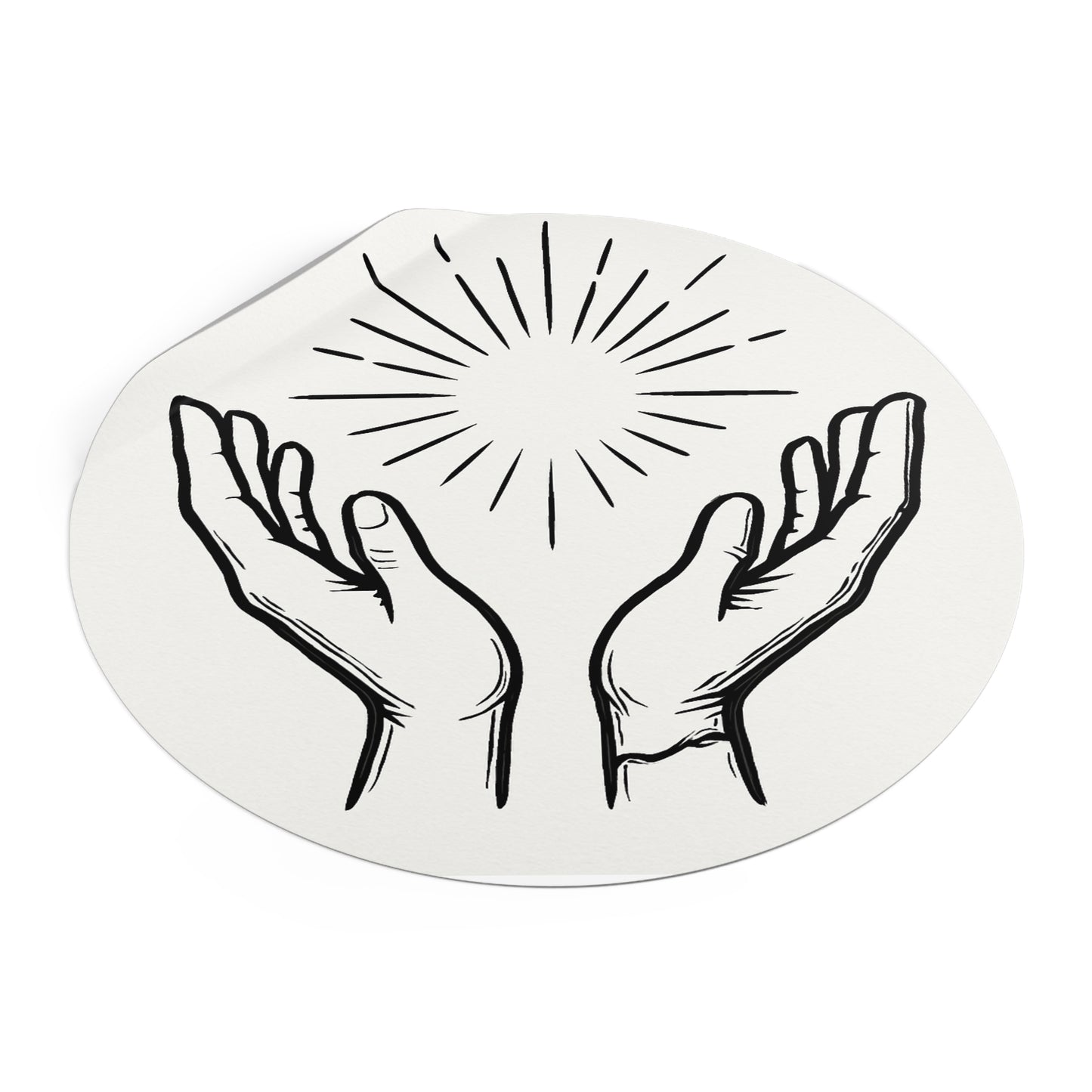 Hopeful Hands Round Vinyl Stickers - Inspirational Sunburst Design - Anchor23