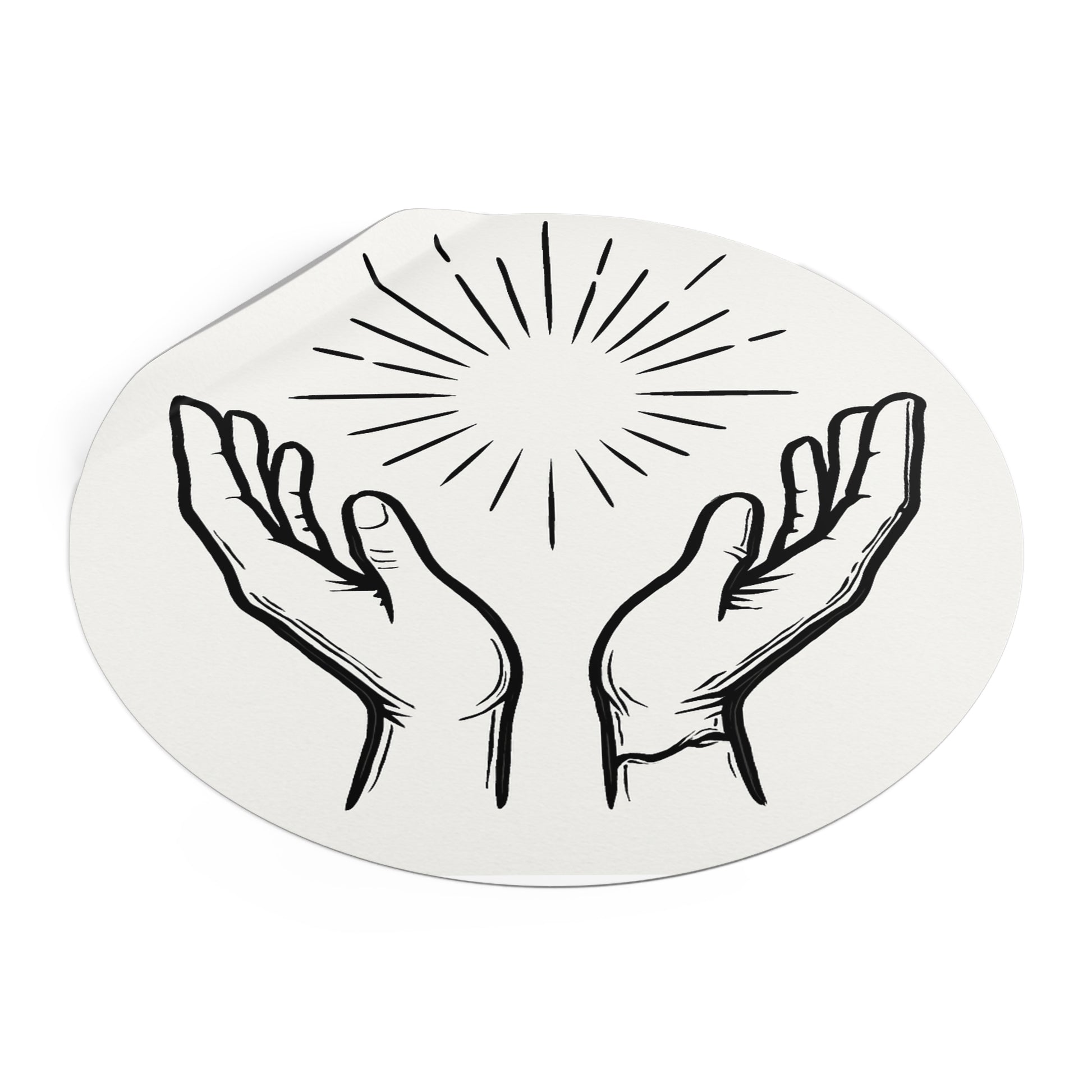 Hopeful Hands Round Vinyl Stickers - Inspirational Sunburst Design - Anchor23