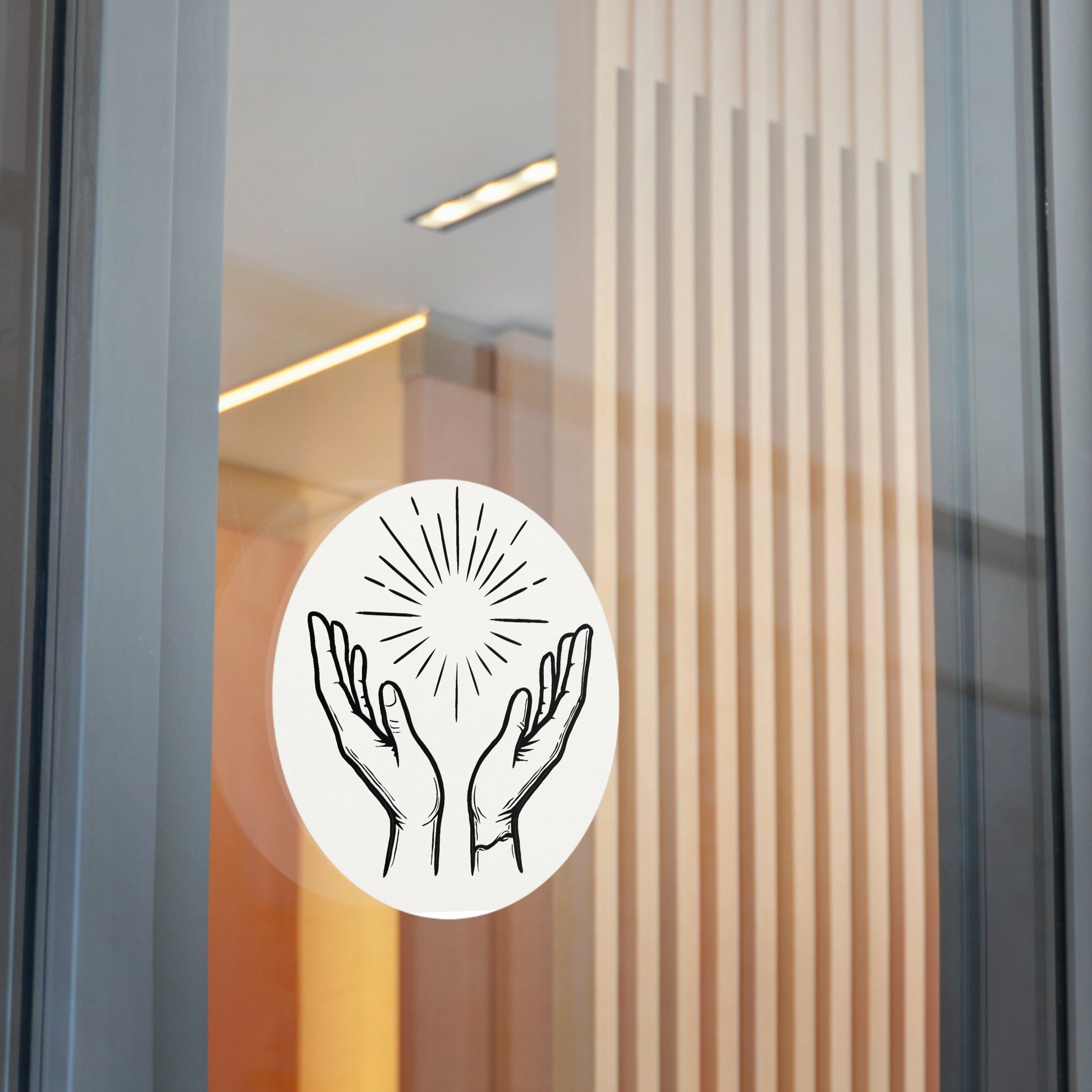 Hopeful Hands Round Vinyl Stickers - Inspirational Sunburst Design - Anchor23