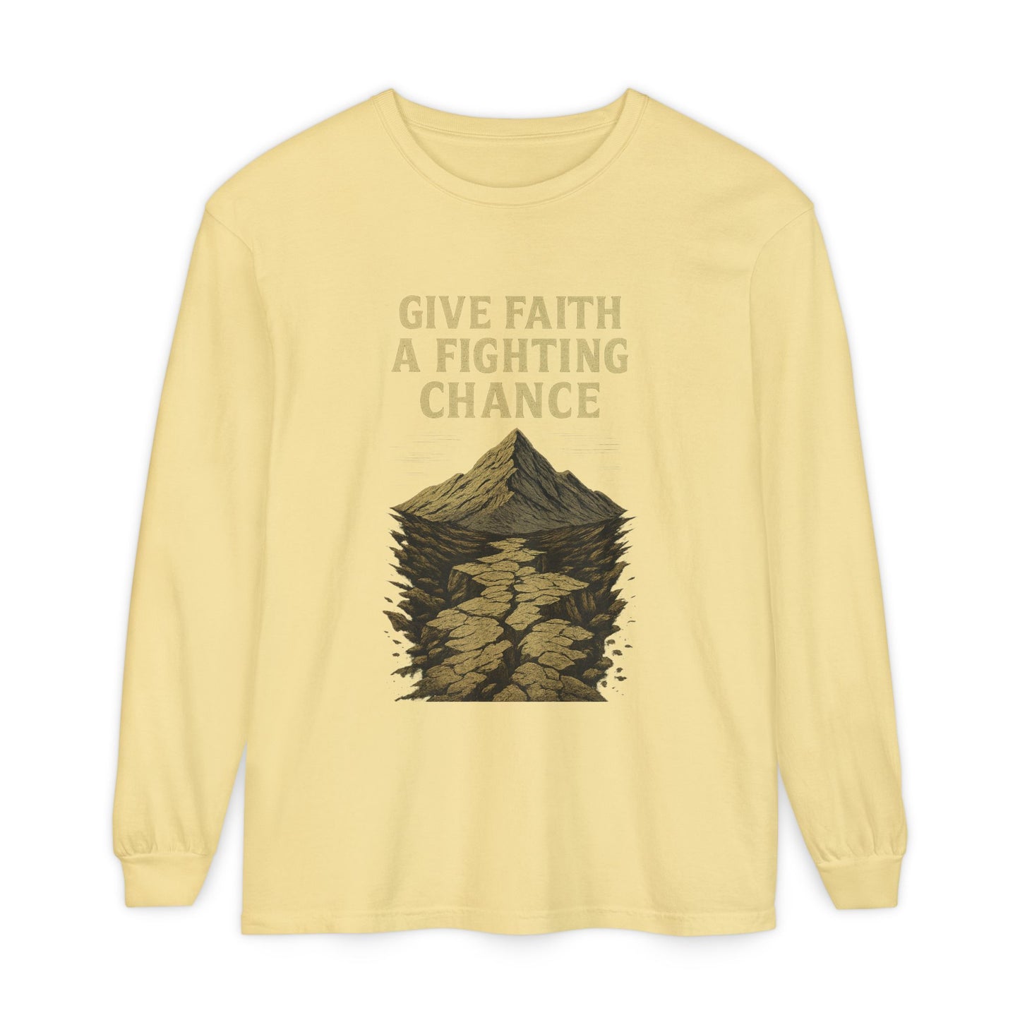 Inspirational Long Sleeve T-Shirt - 'Give Faith a Fighting Chance' - Anchor23
