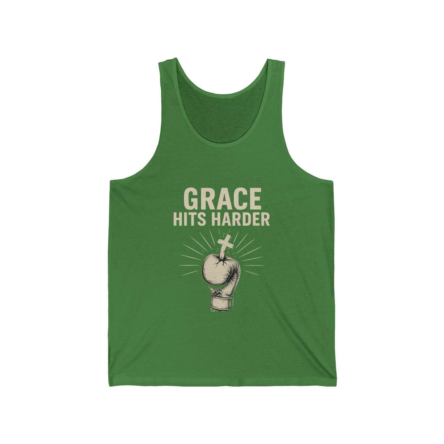 Grace Hits Harder Unisex Jersey Tank - Inspirational Fitness Wear - Anchor23