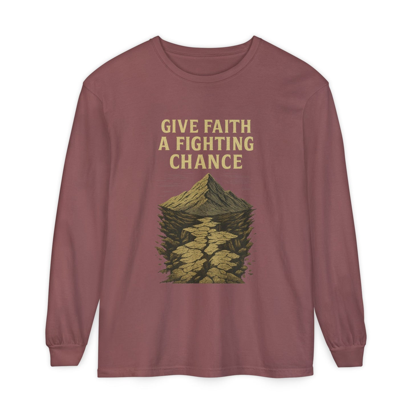 Inspirational Long Sleeve T-Shirt - 'Give Faith a Fighting Chance' - Anchor23