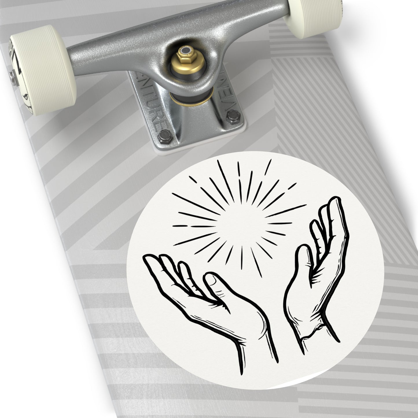 Hopeful Hands Round Vinyl Stickers - Inspirational Sunburst Design - Anchor23