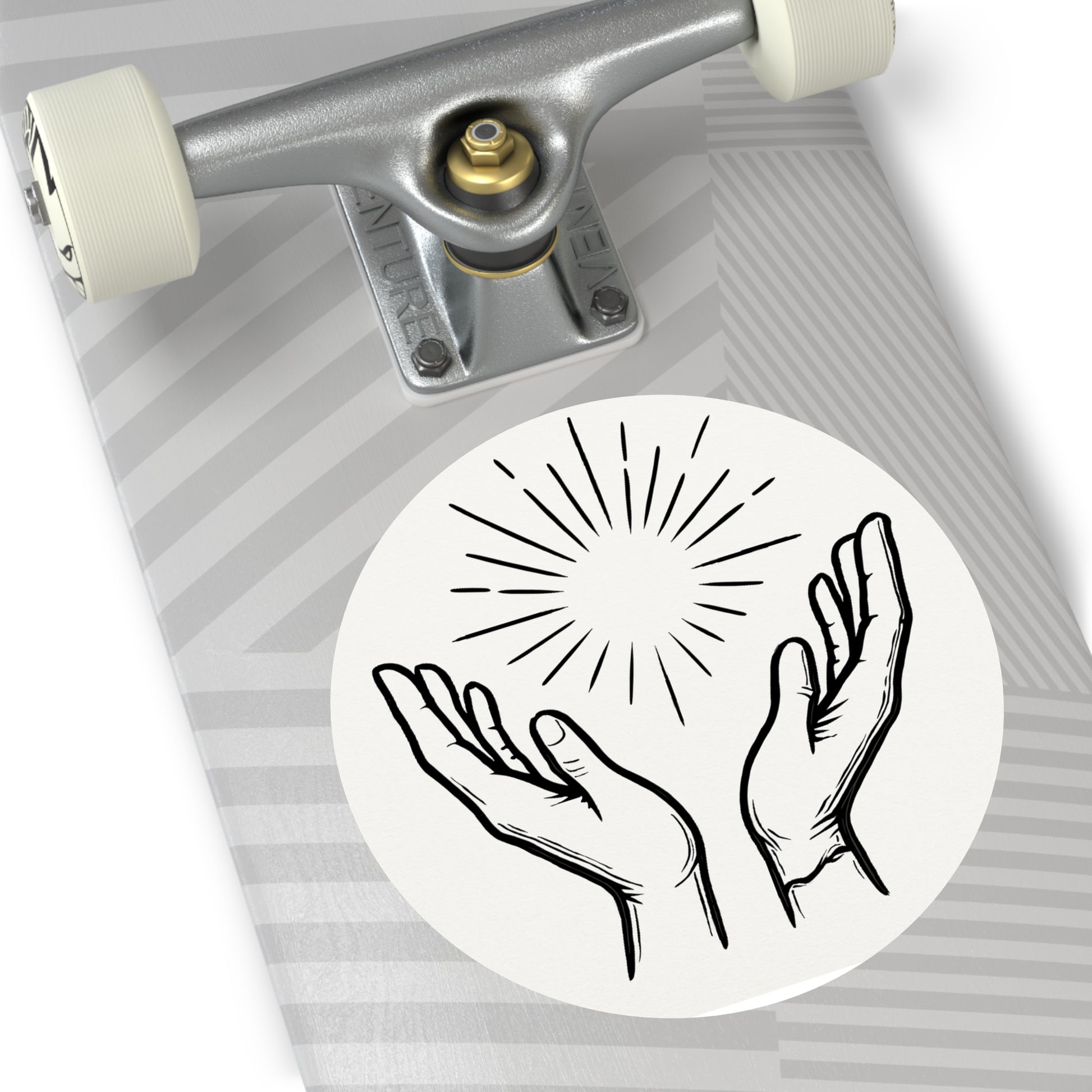 Hopeful Hands Round Vinyl Stickers - Inspirational Sunburst Design - Anchor23