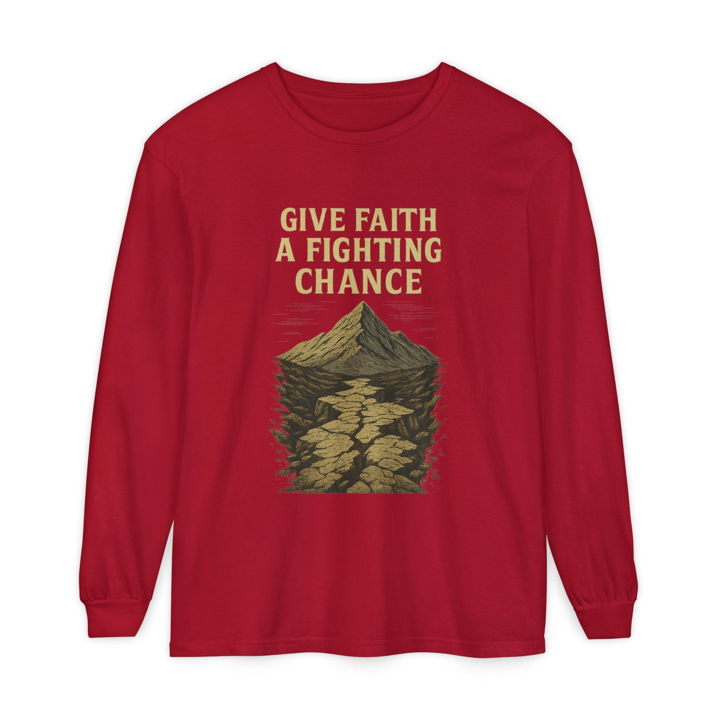 Inspirational Long Sleeve T-Shirt - 'Give Faith a Fighting Chance' - Anchor23
