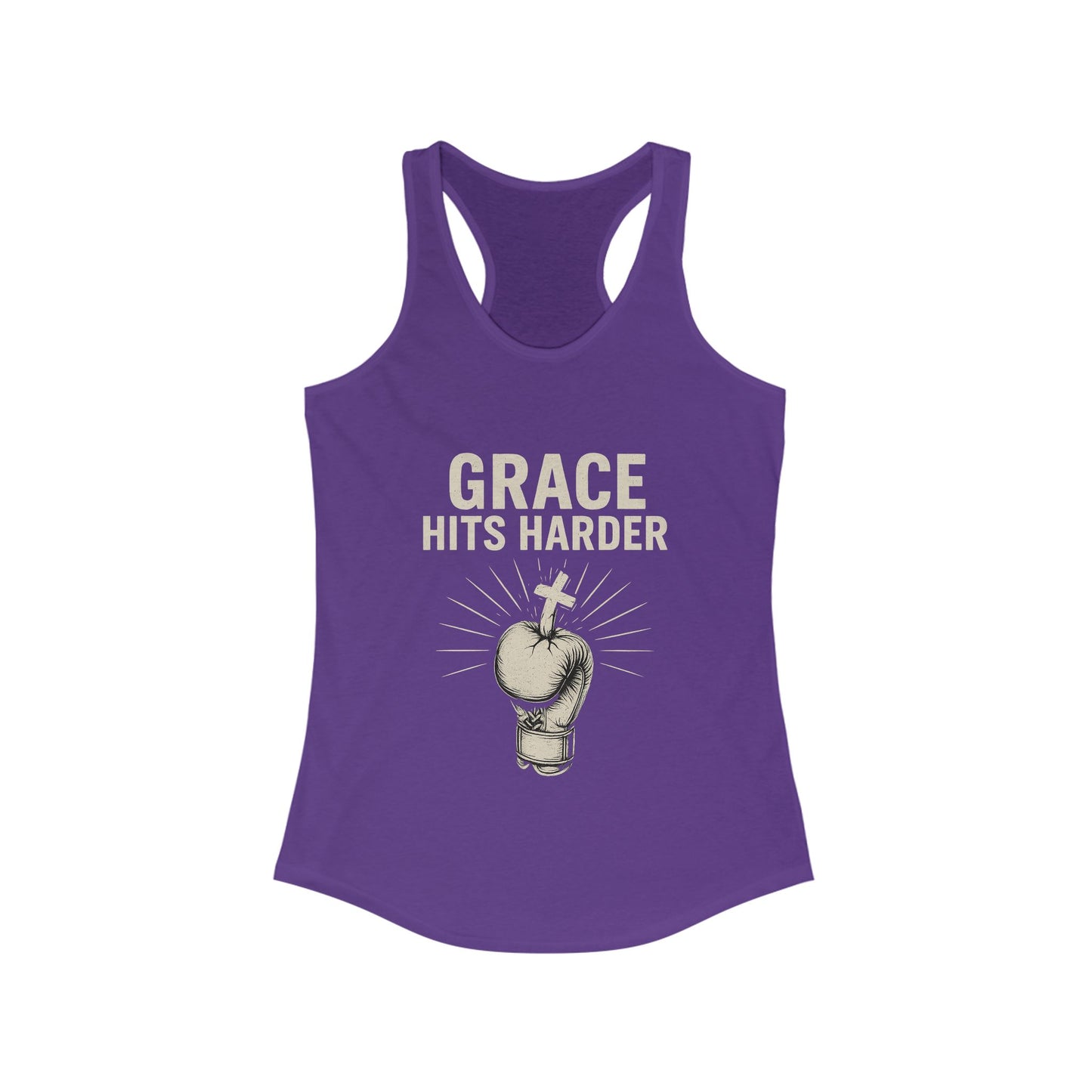 Grace Hits Harder Women's Racerback Tank Top – Empowering Activewear for Fitness & Motivation - Anchor23