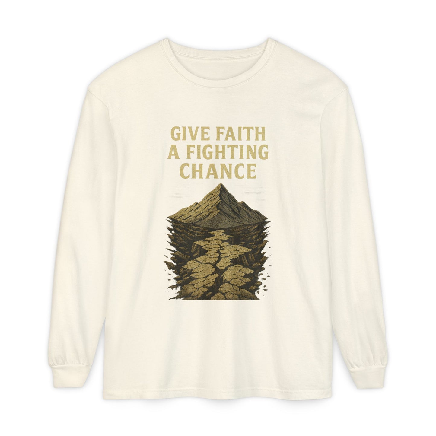 Inspirational Long Sleeve T-Shirt - 'Give Faith a Fighting Chance' - Anchor23