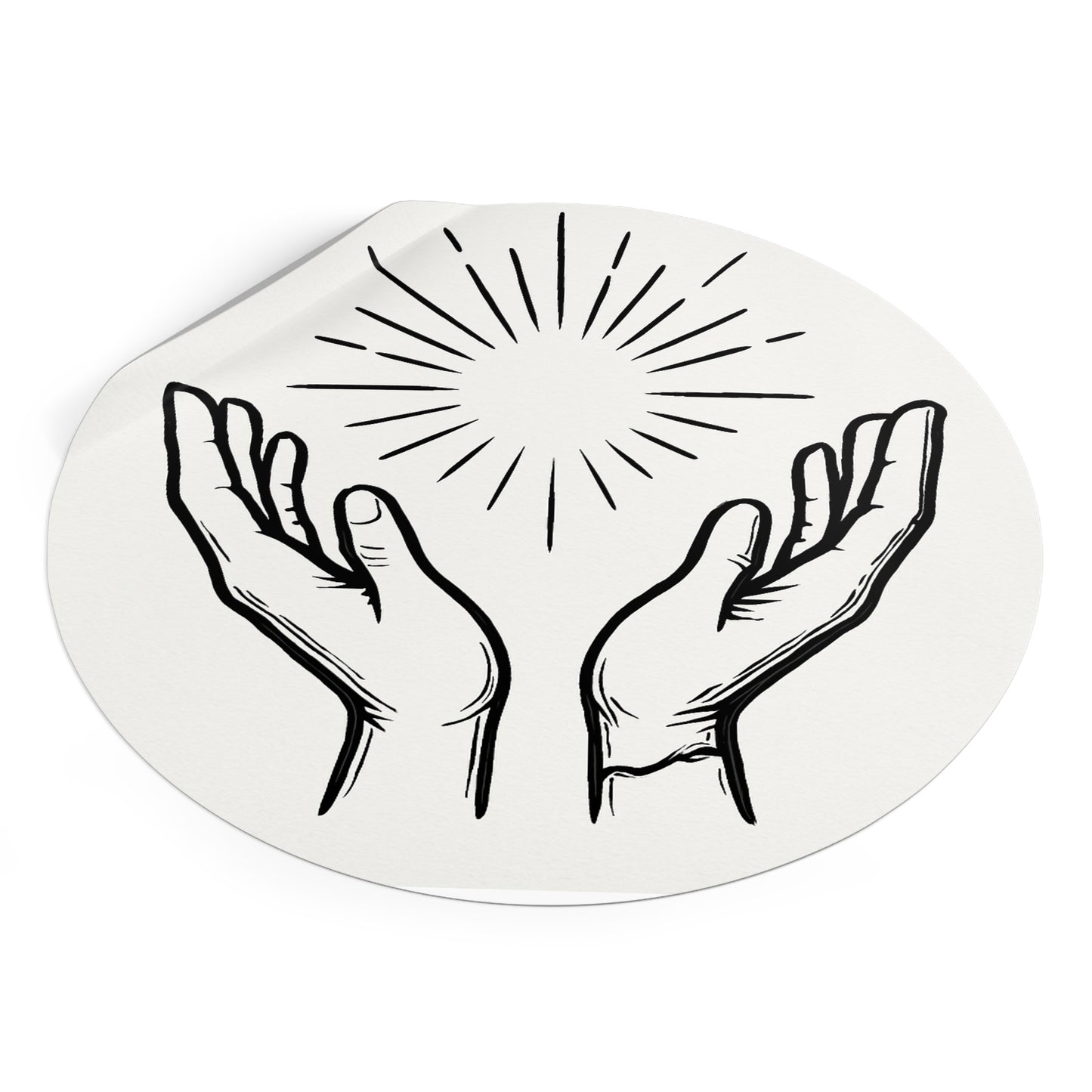 Hopeful Hands Round Vinyl Stickers - Inspirational Sunburst Design - Anchor23
