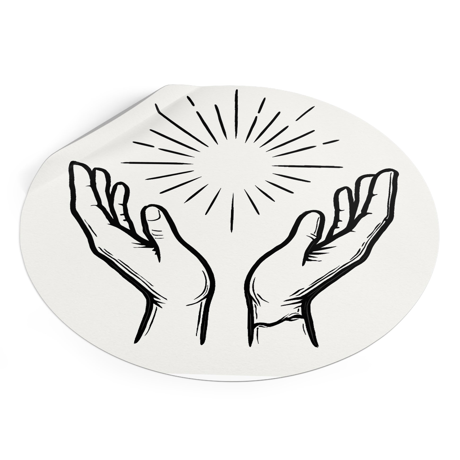 Hopeful Hands Round Vinyl Stickers - Inspirational Sunburst Design - Anchor23