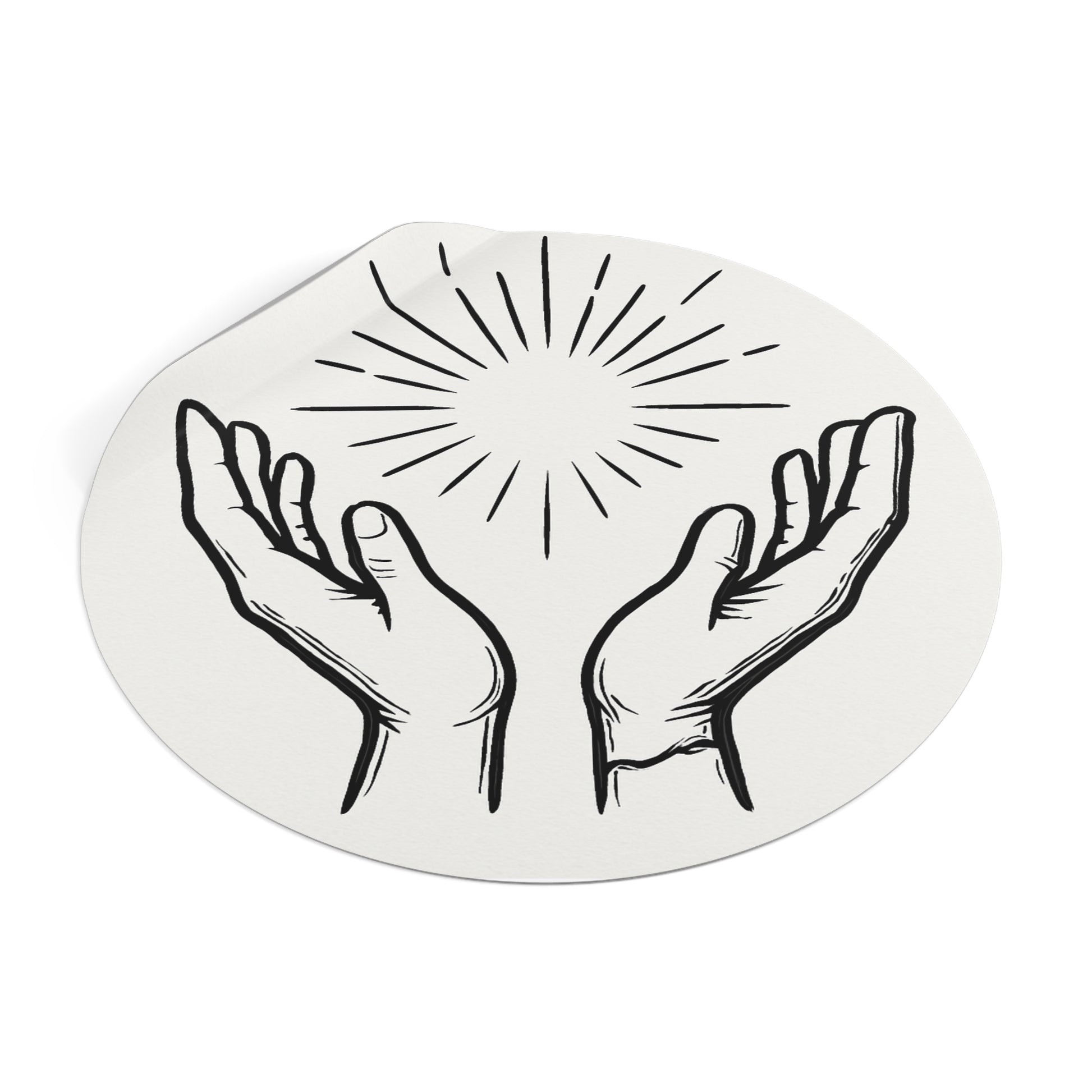 Hopeful Hands Round Vinyl Stickers - Inspirational Sunburst Design - Anchor23