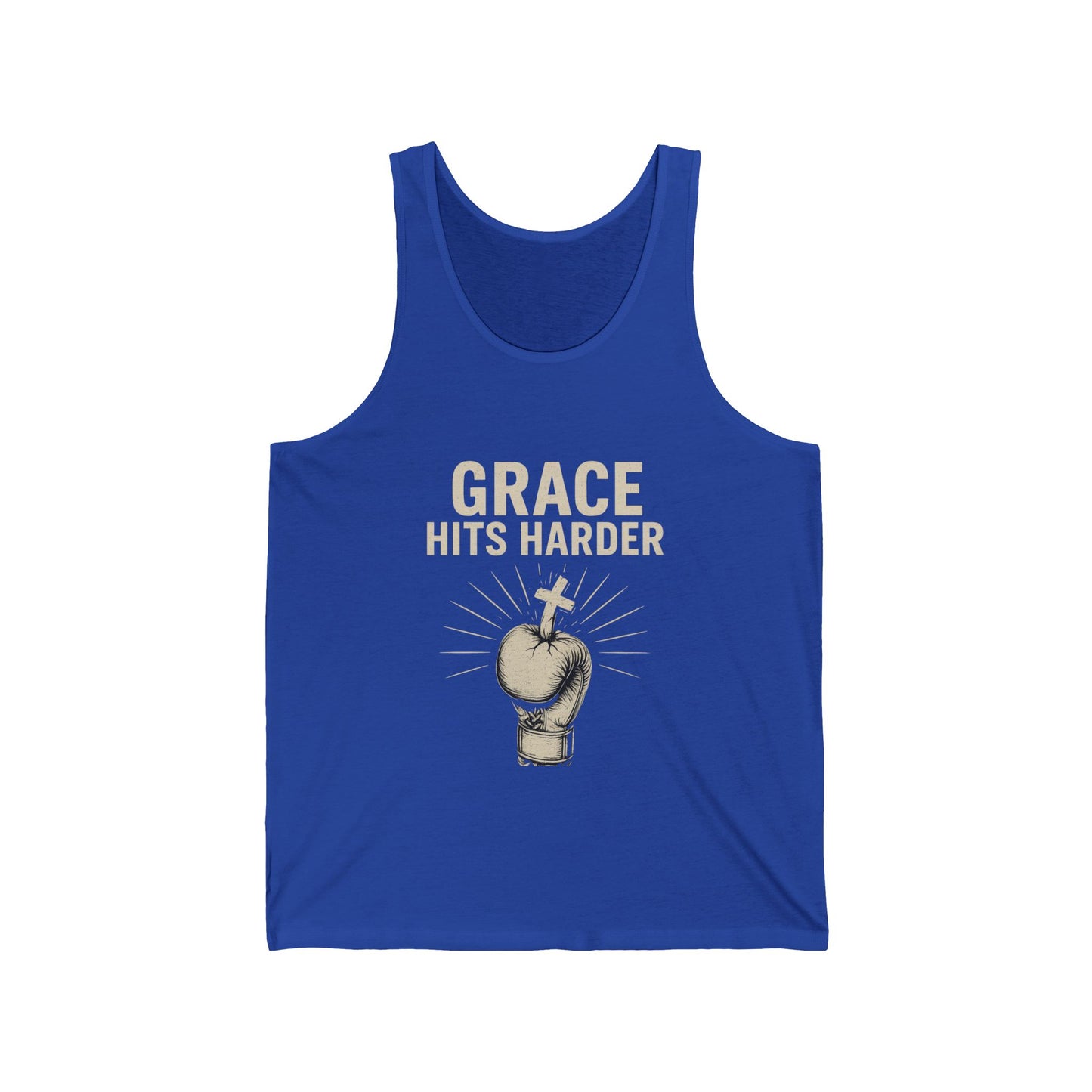 Grace Hits Harder Unisex Jersey Tank - Inspirational Fitness Wear - Anchor23