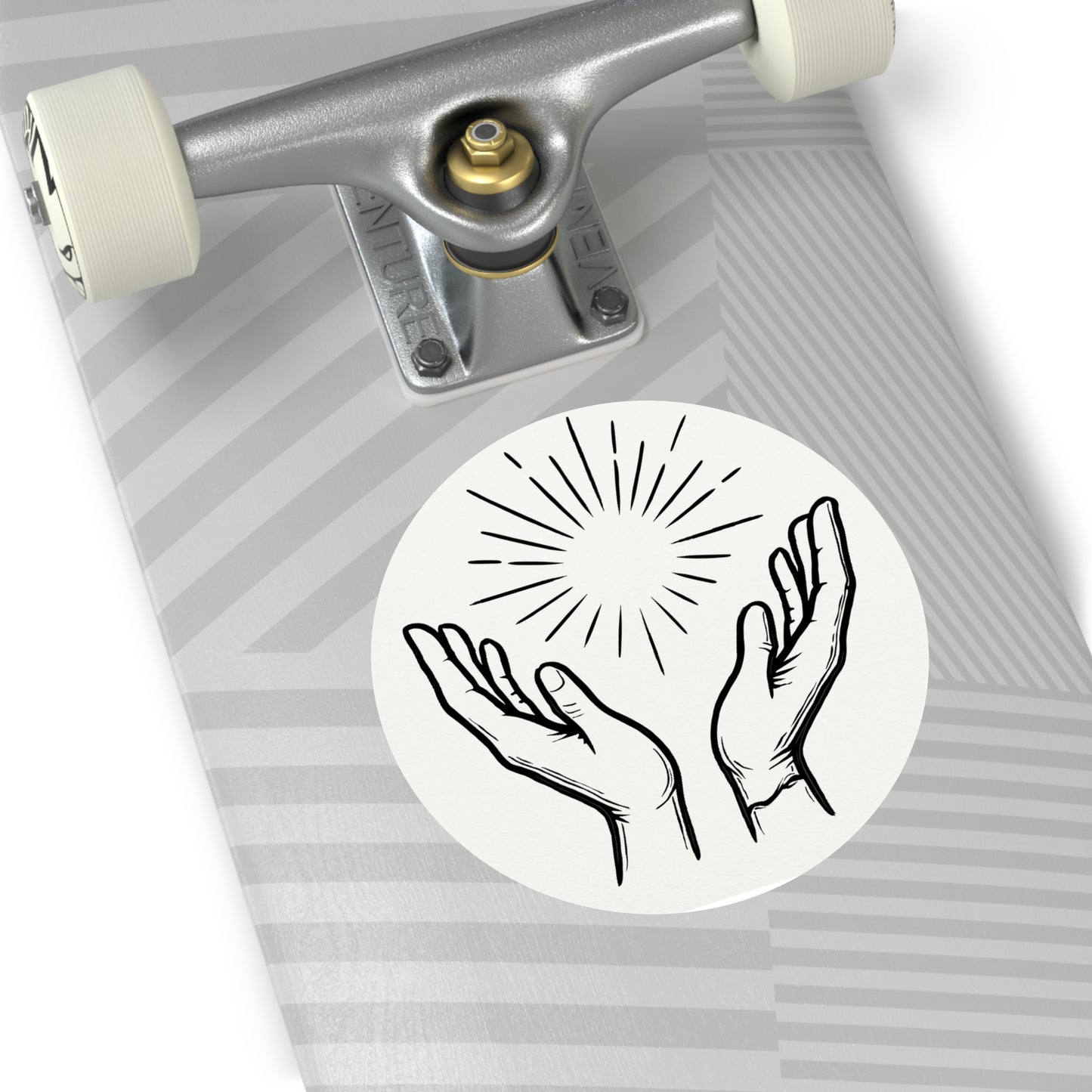 Hopeful Hands Round Vinyl Stickers - Inspirational Sunburst Design - Anchor23