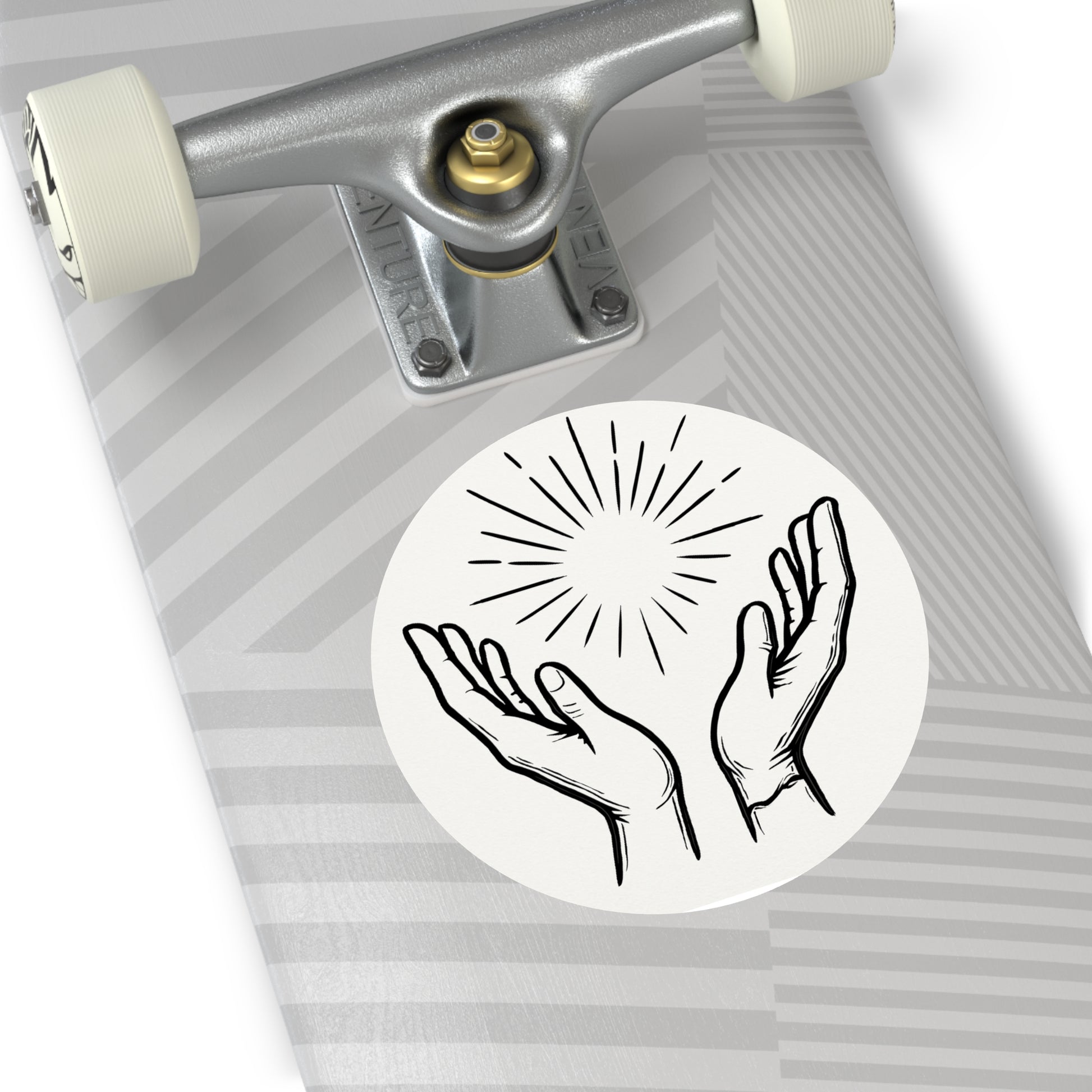 Hopeful Hands Round Vinyl Stickers - Inspirational Sunburst Design - Anchor23