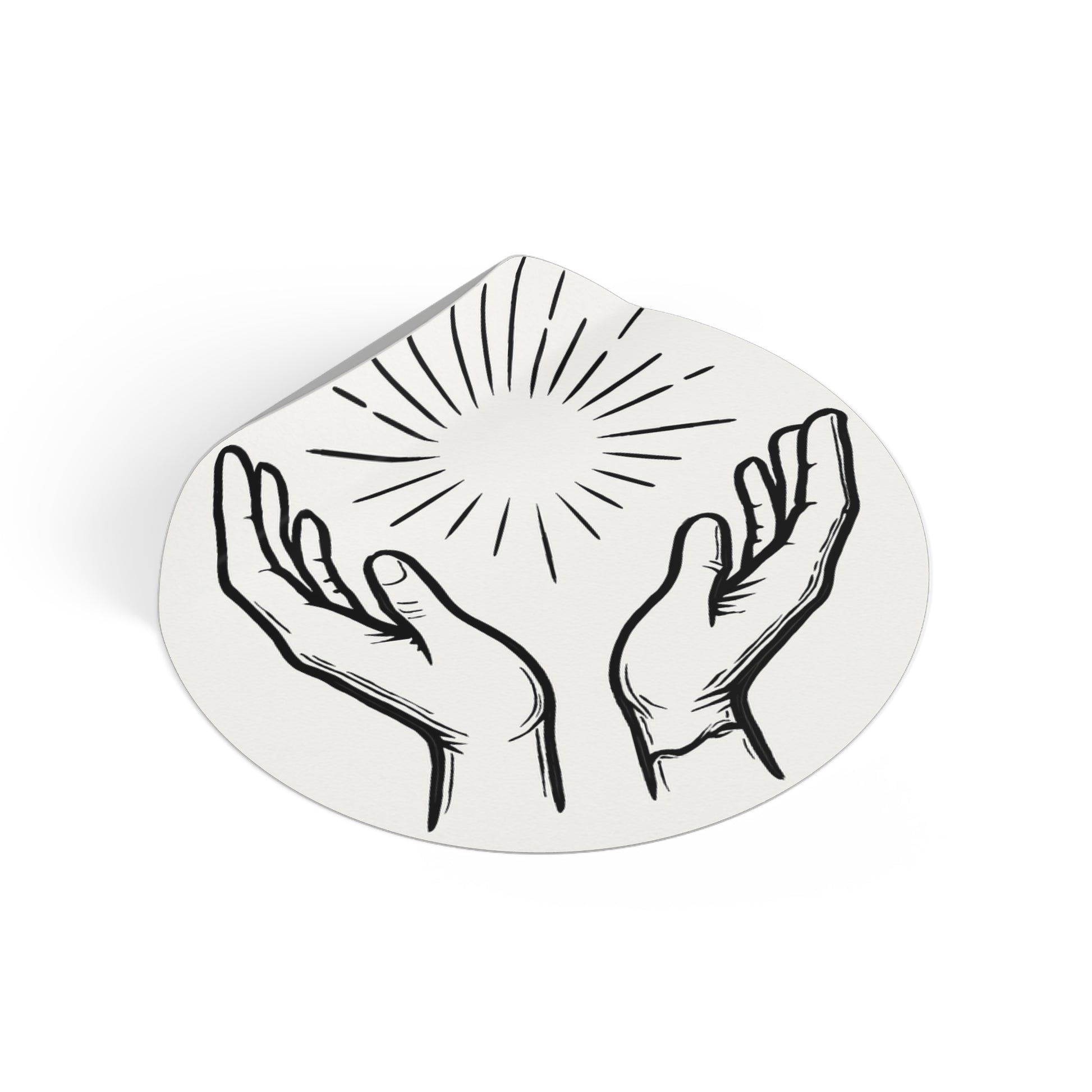 Hopeful Hands Round Vinyl Stickers - Inspirational Sunburst Design - Anchor23