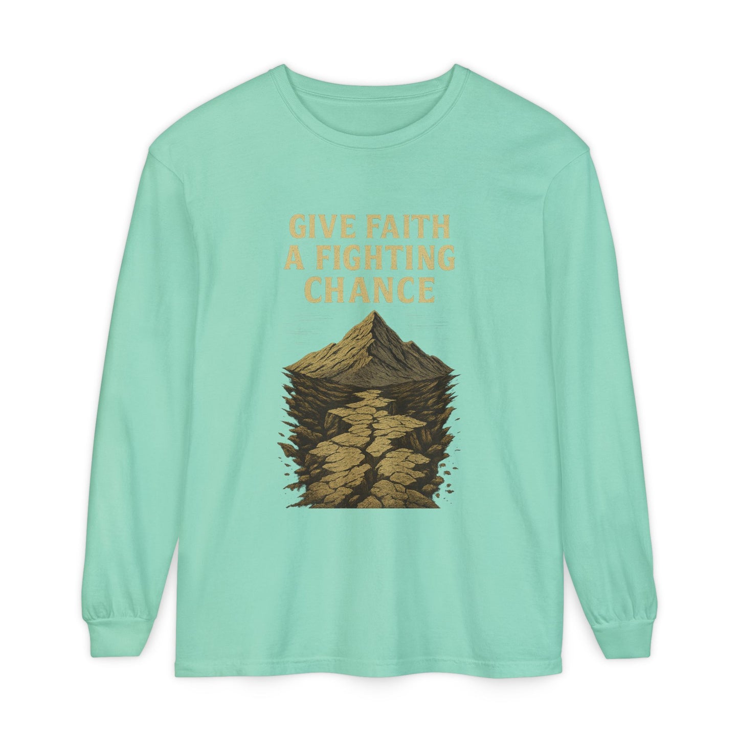 Inspirational Long Sleeve T-Shirt - 'Give Faith a Fighting Chance' - Anchor23