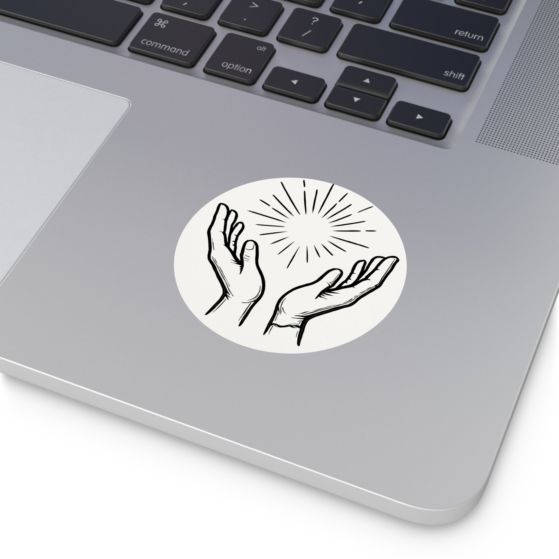 Hopeful Hands Round Vinyl Stickers - Inspirational Sunburst Design - Anchor23