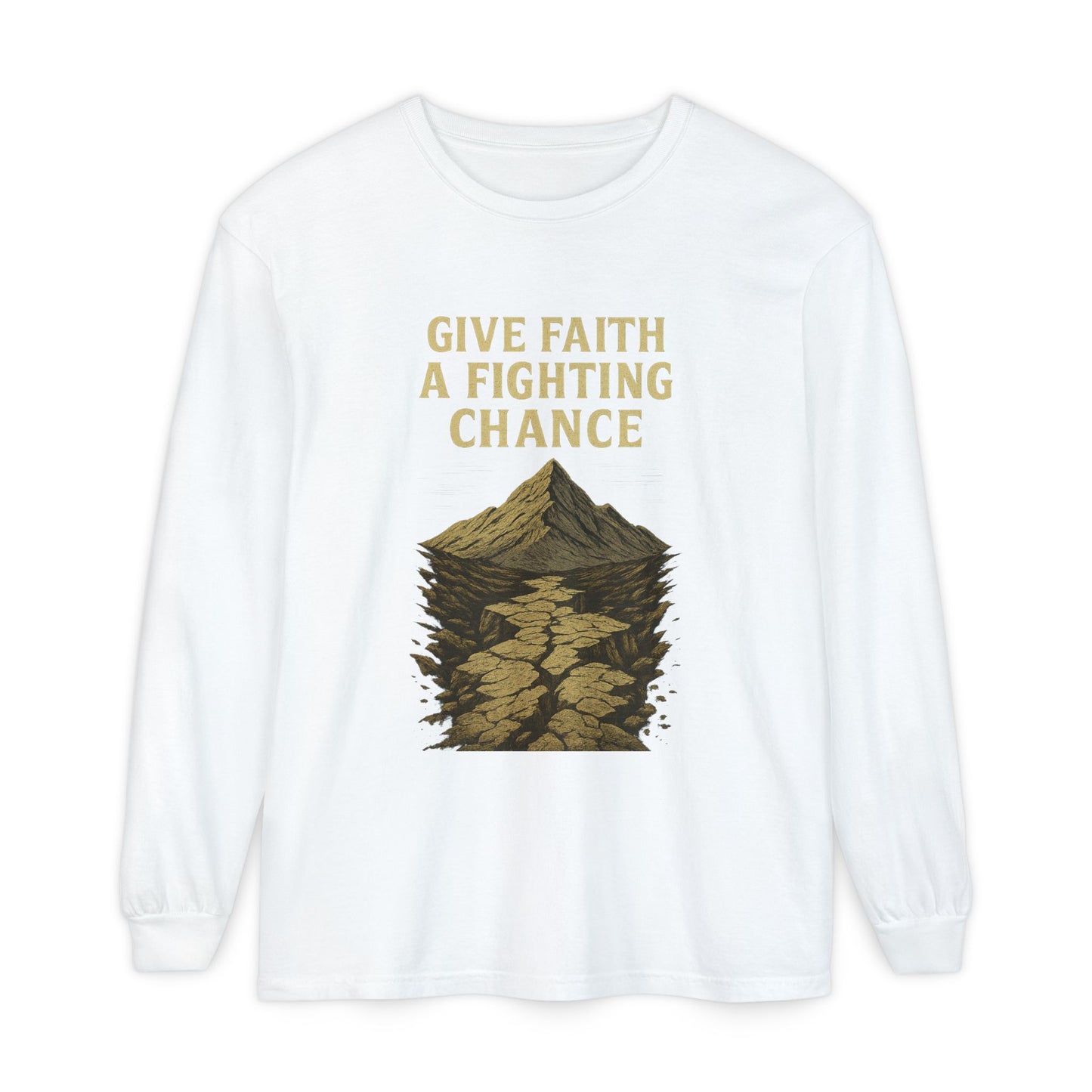 Inspirational Long Sleeve T-Shirt - 'Give Faith a Fighting Chance' - Anchor23