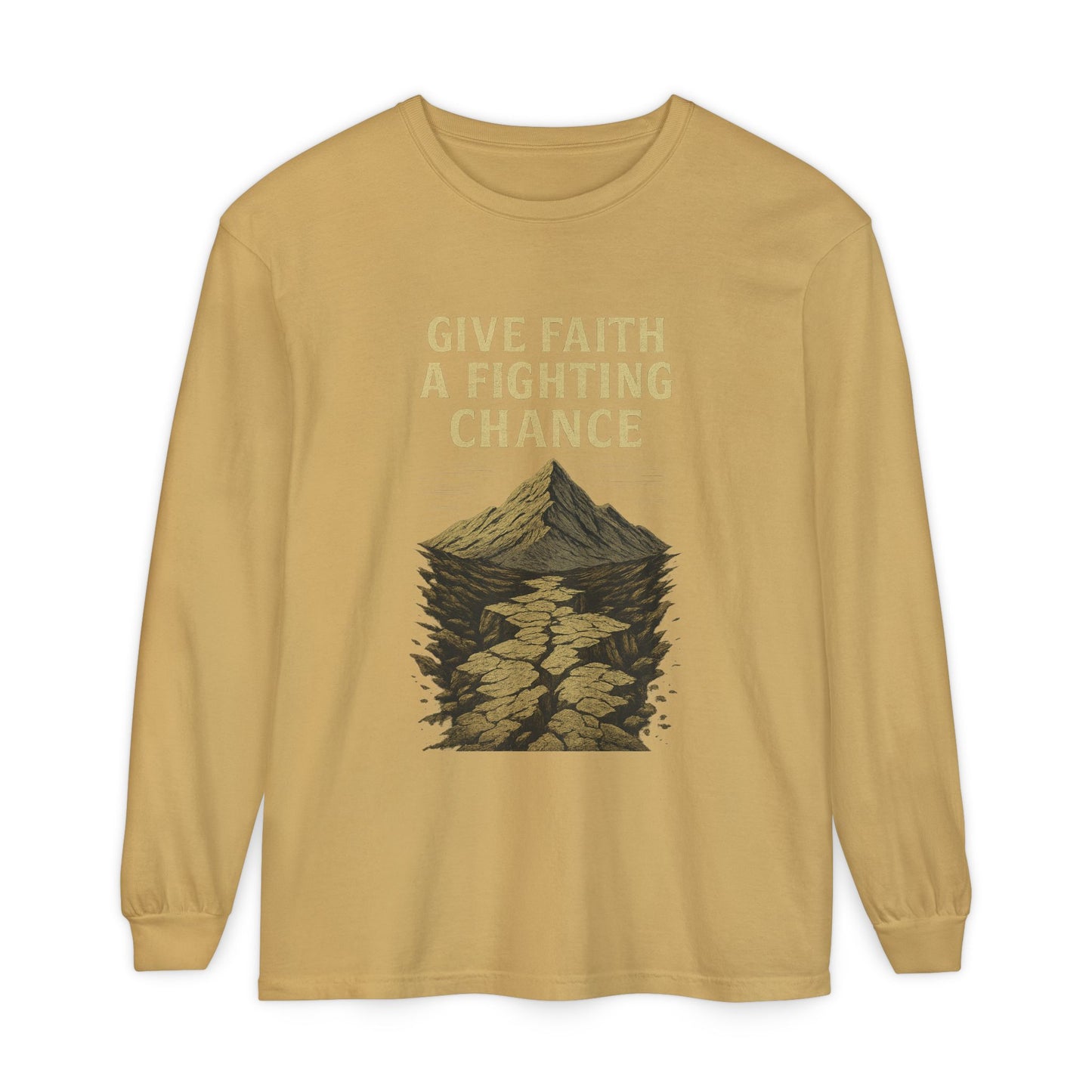 Inspirational Long Sleeve T-Shirt - 'Give Faith a Fighting Chance' - Anchor23
