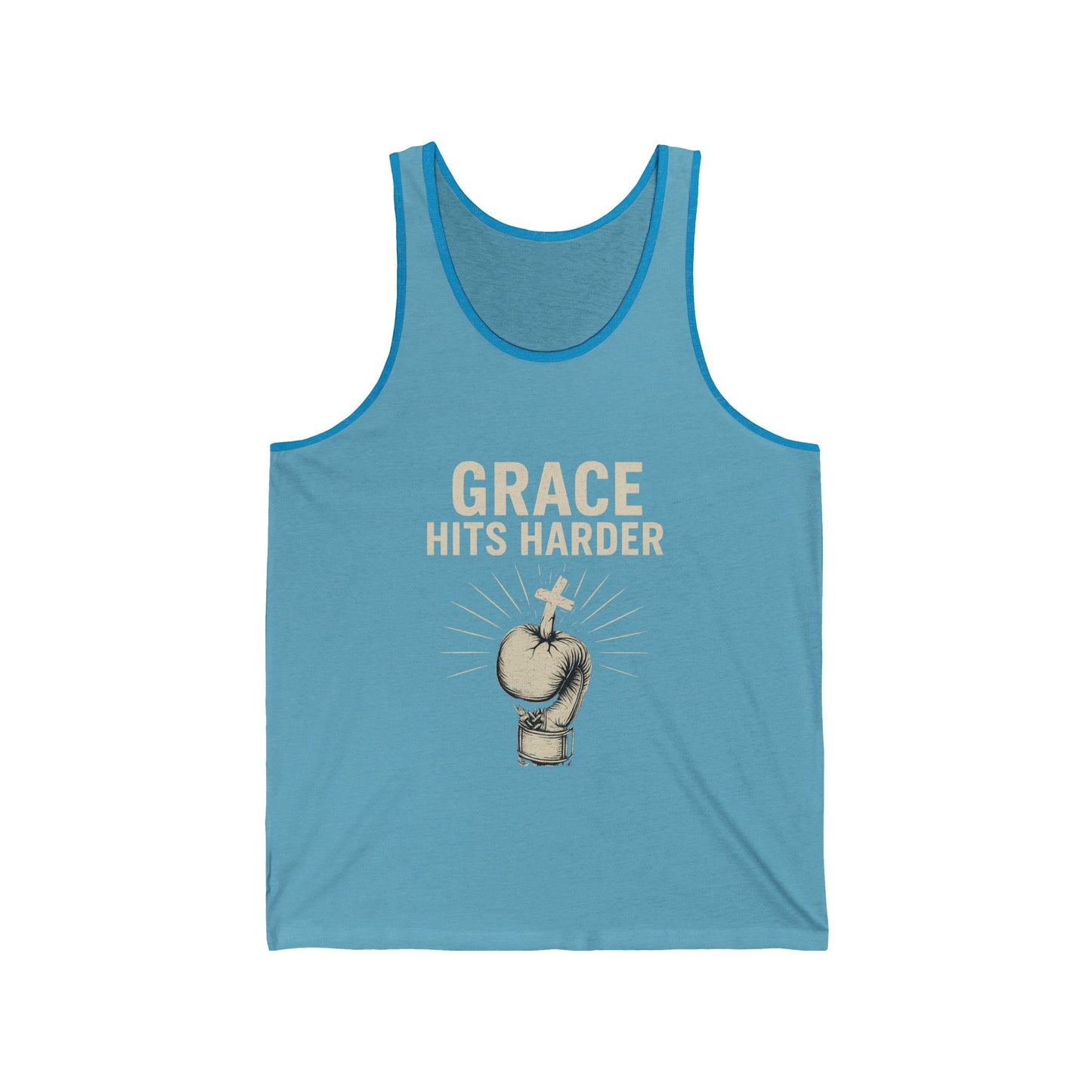 Grace Hits Harder Unisex Jersey Tank - Inspirational Fitness Wear - Anchor23