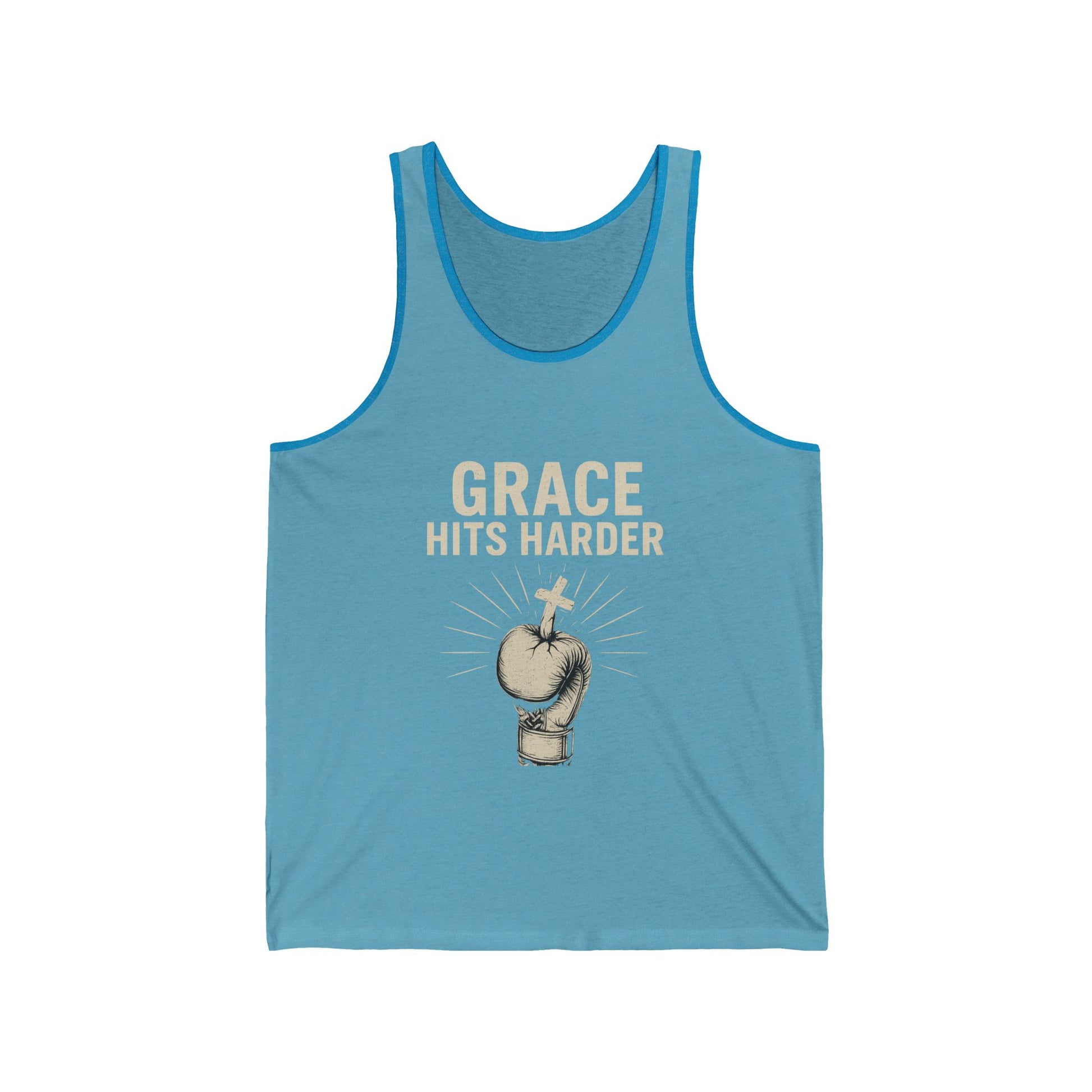 Grace Hits Harder Unisex Jersey Tank - Inspirational Fitness Wear - Anchor23