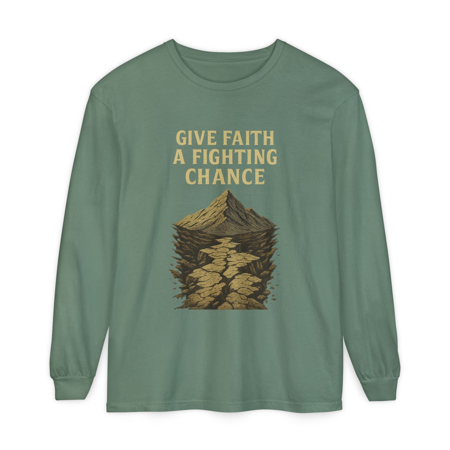 Inspirational Long Sleeve T-Shirt - 'Give Faith a Fighting Chance' - Anchor23