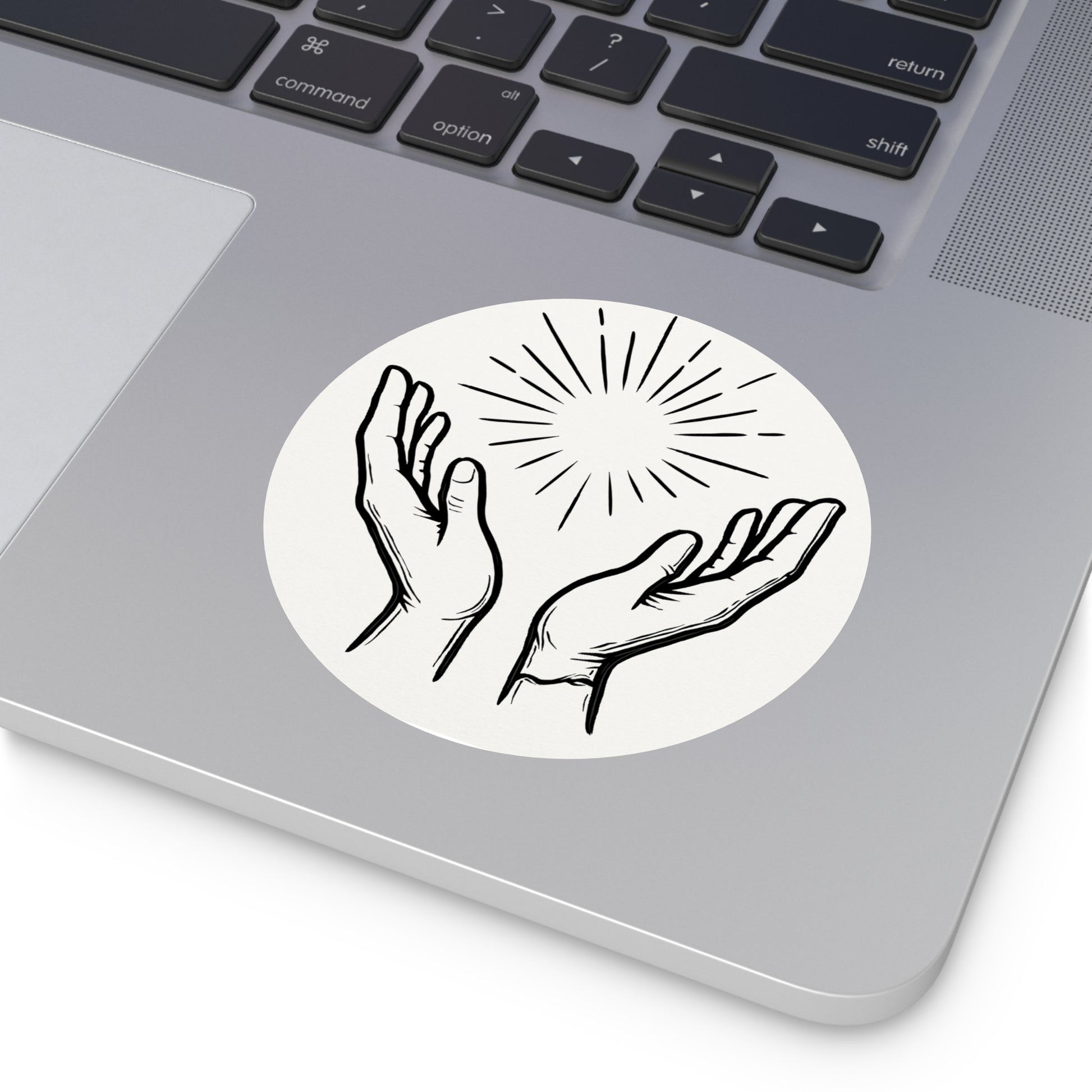 Hopeful Hands Round Vinyl Stickers - Inspirational Sunburst Design - Anchor23