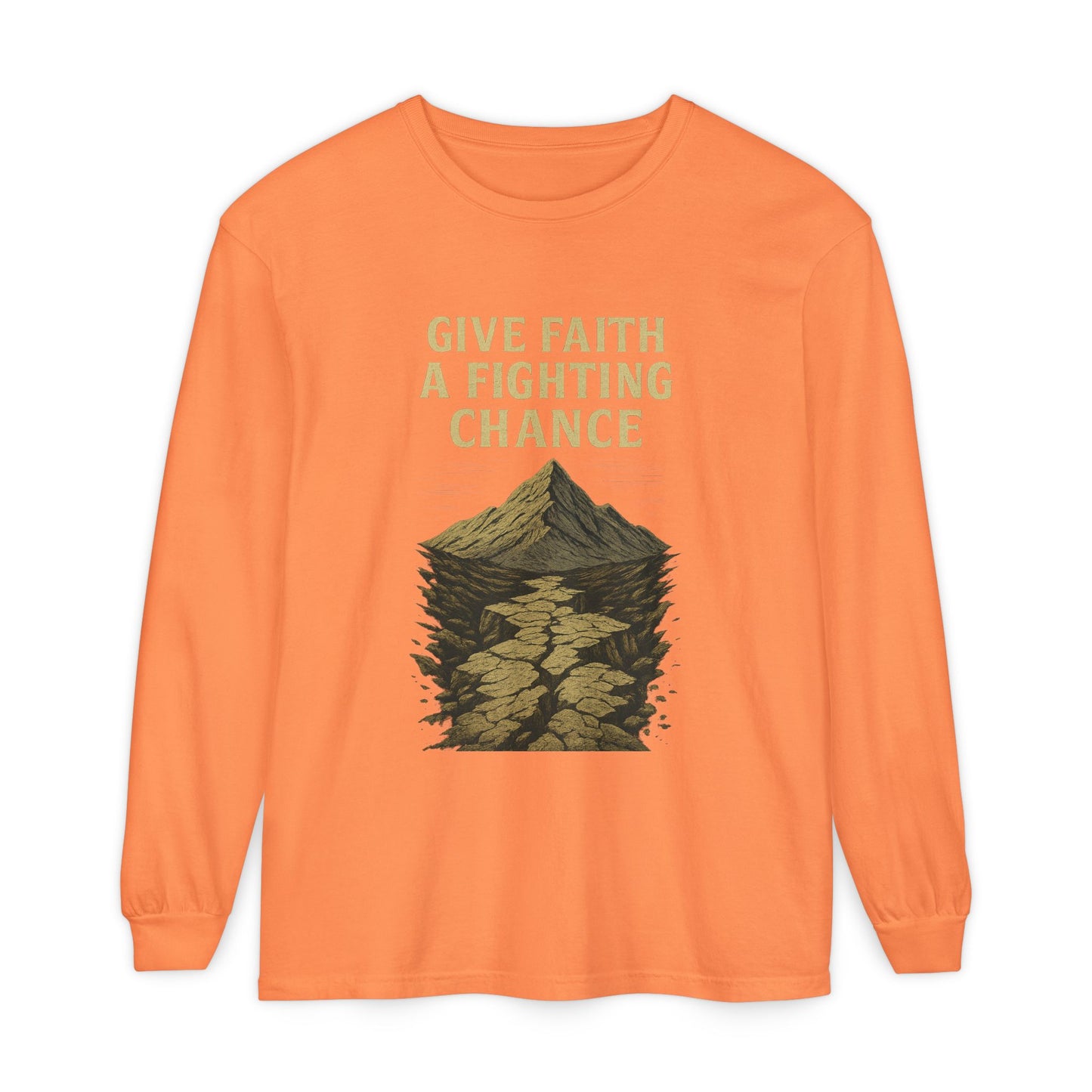 Inspirational Long Sleeve T-Shirt - 'Give Faith a Fighting Chance' - Anchor23