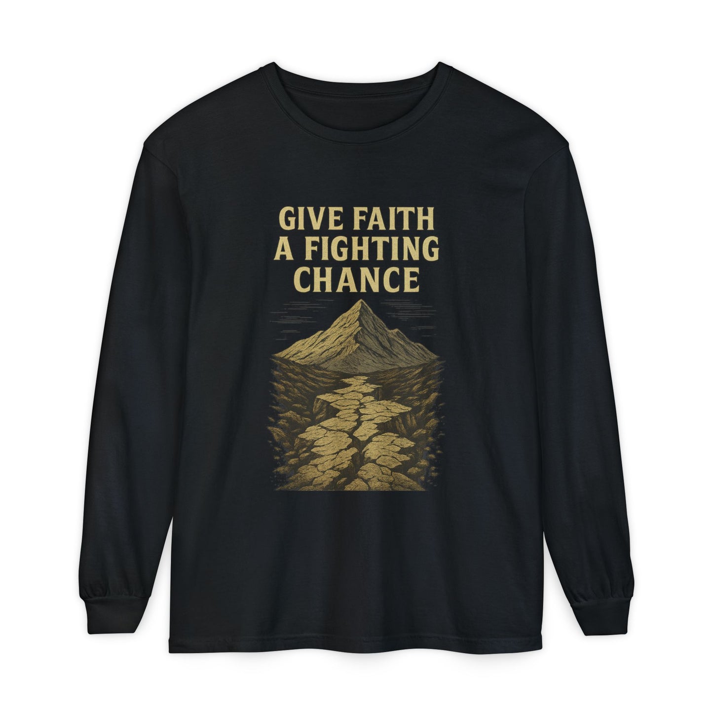 Inspirational Long Sleeve T-Shirt - 'Give Faith a Fighting Chance' - Anchor23
