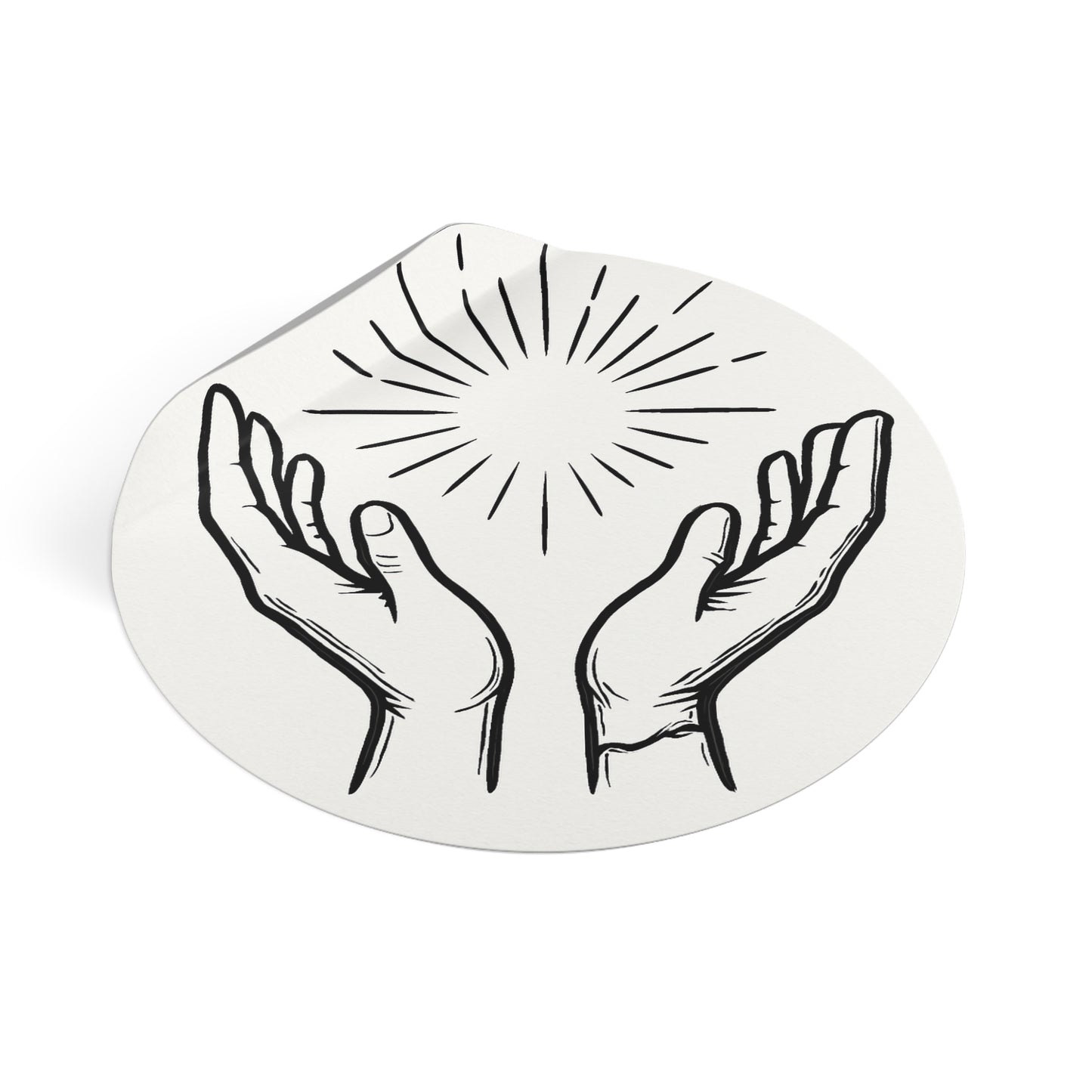 Hopeful Hands Round Vinyl Stickers - Inspirational Sunburst Design - Anchor23