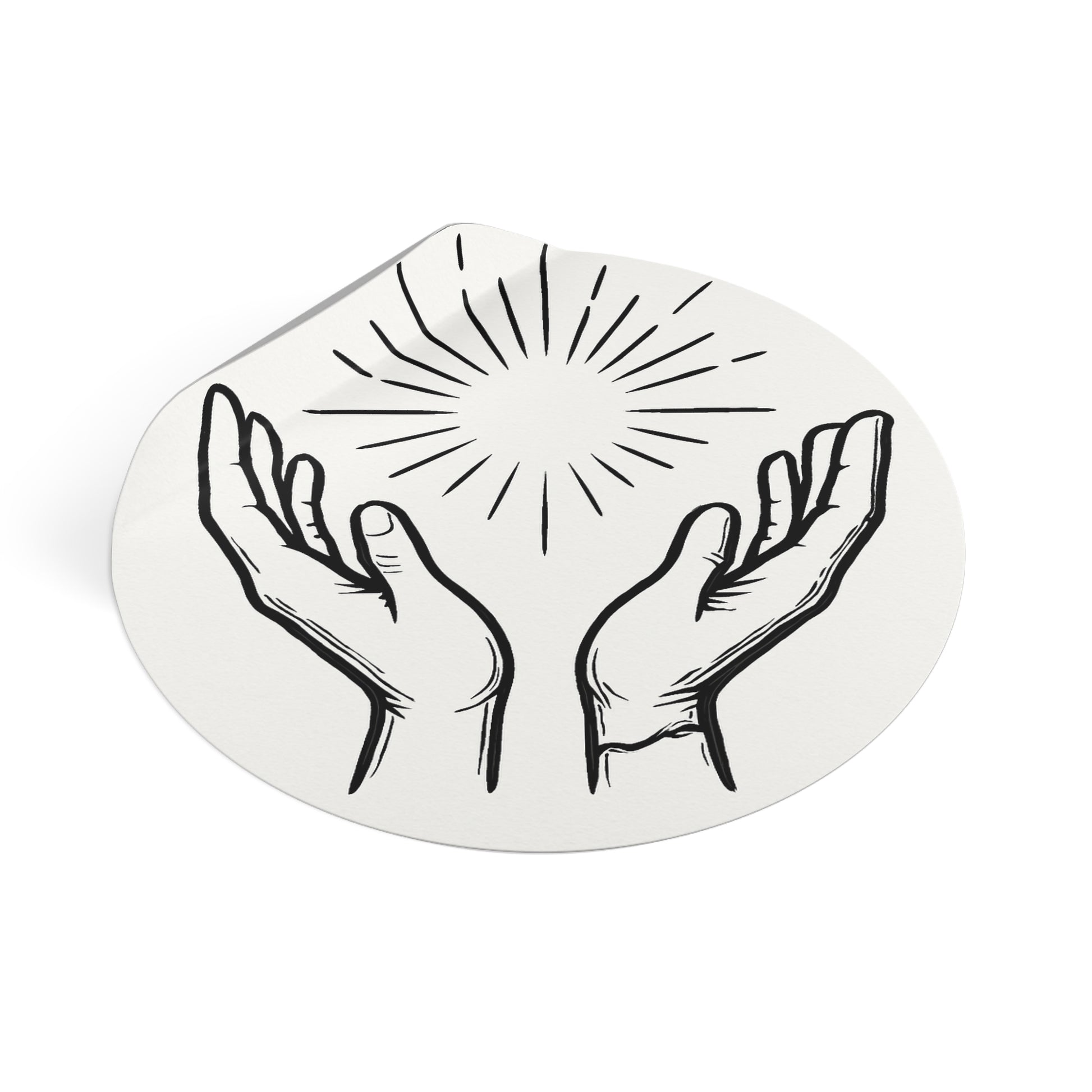 Hopeful Hands Round Vinyl Stickers - Inspirational Sunburst Design - Anchor23