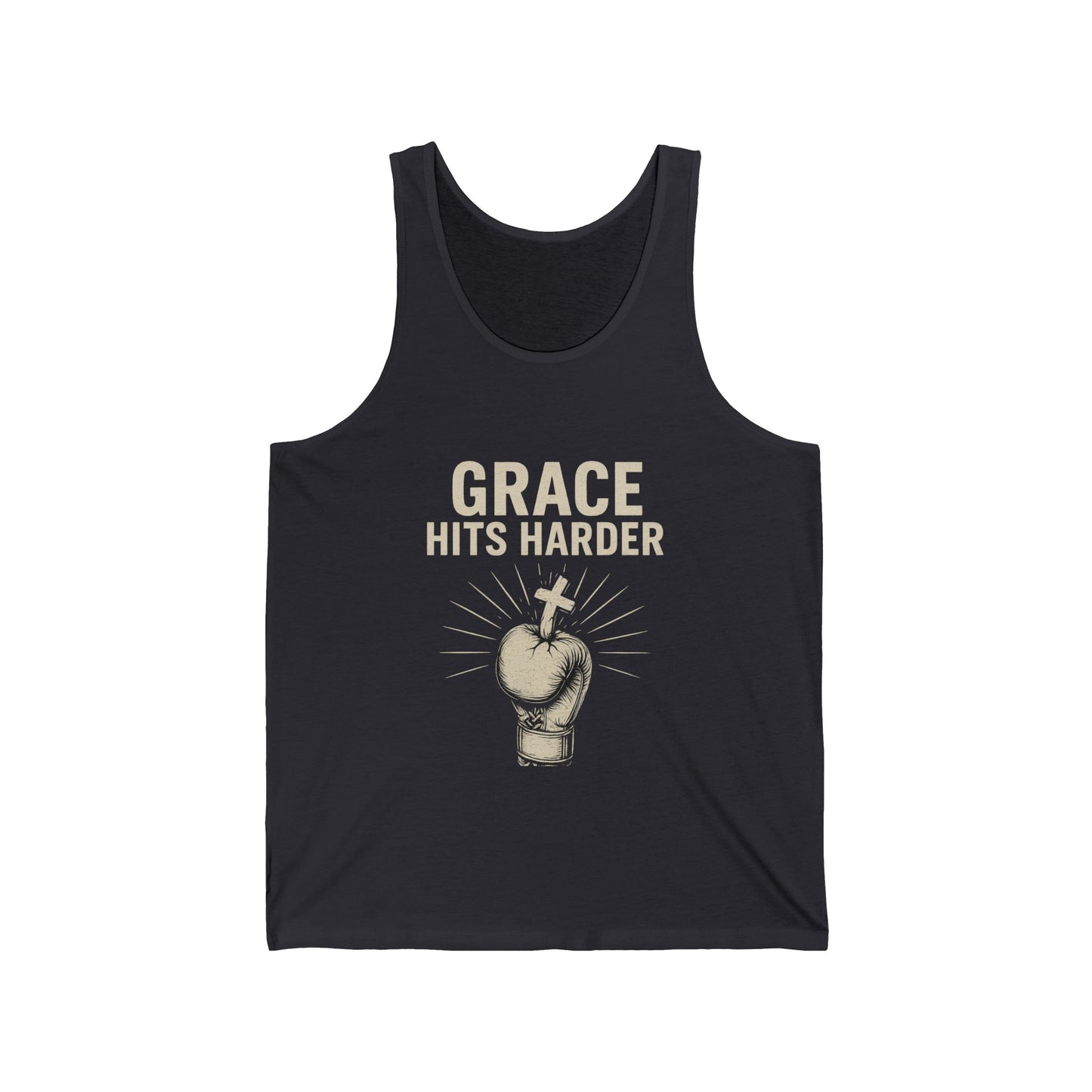 Grace Hits Harder Unisex Jersey Tank - Inspirational Fitness Wear - Anchor23